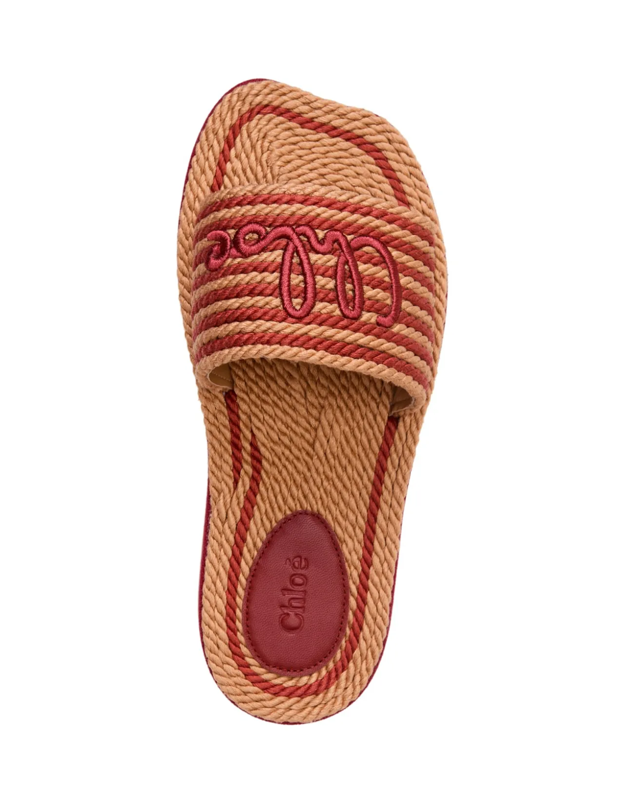 Sand Braided Cord Logo Slide Sandals