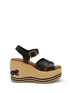 Sand Braided Cord Platform Wedge Sandals
