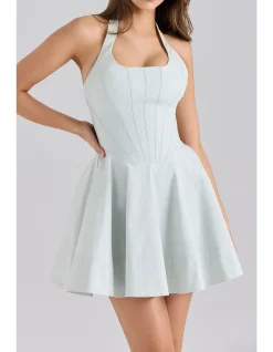 SASHA HALTER NECK MINI DRESS