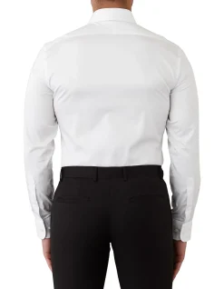 Sateen Plain Collar Long Sleeve Shirt
