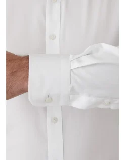 Sateen Plain Collar Long Sleeve Shirt