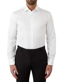 Sateen Plain Collar Long Sleeve Shirt