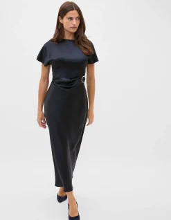 SATIN DRAPED COLUMN DRESS