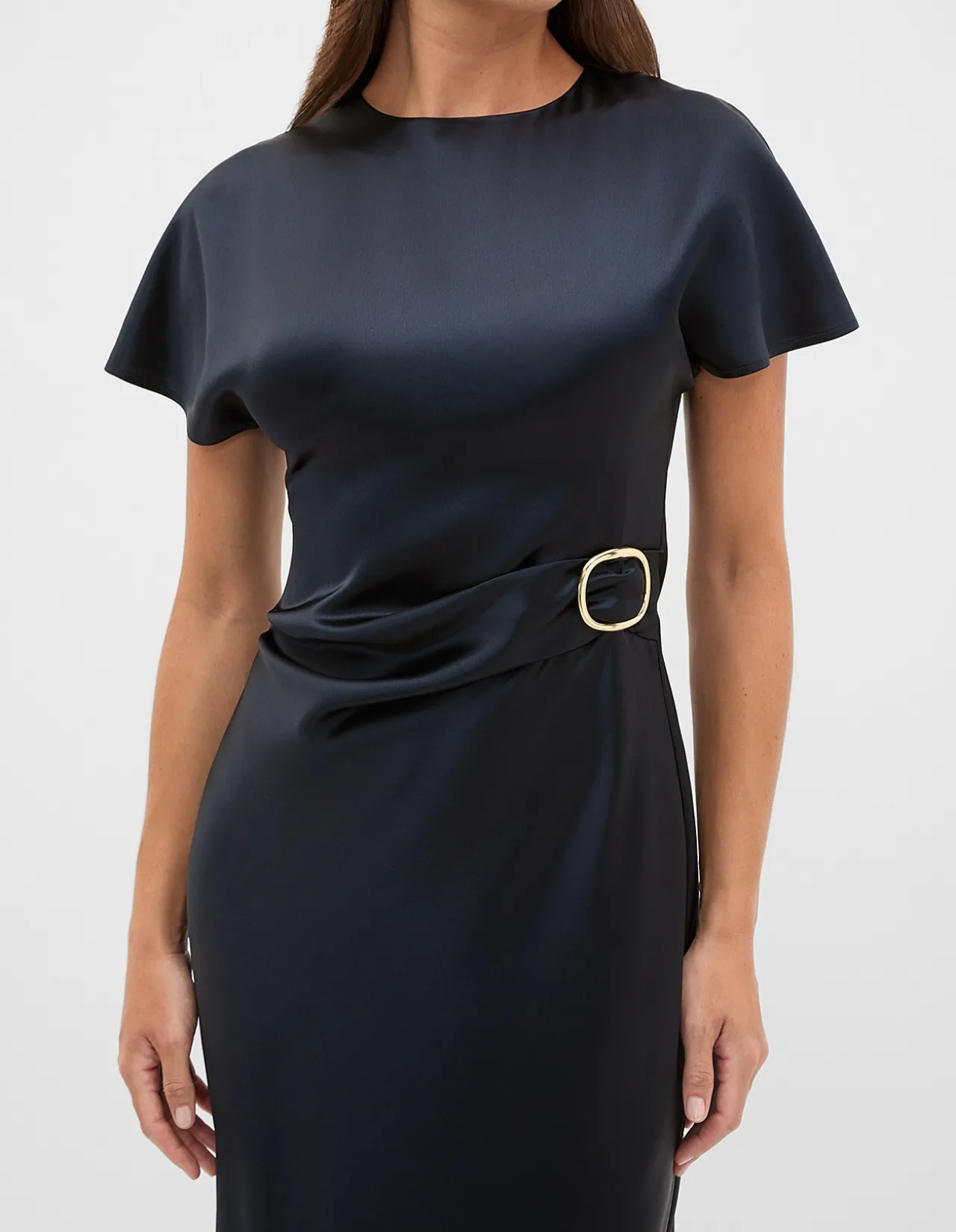SATIN DRAPED COLUMN DRESS