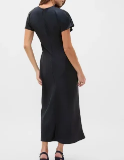 SATIN DRAPED COLUMN DRESS