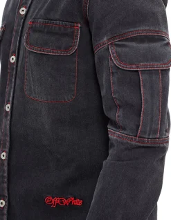 Script Samurai Denim Long Sleeve Shirt Vintage Black