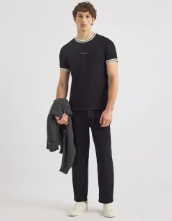 SEATON TEXTURED REGULAR FIT T-SHIRT BLACK