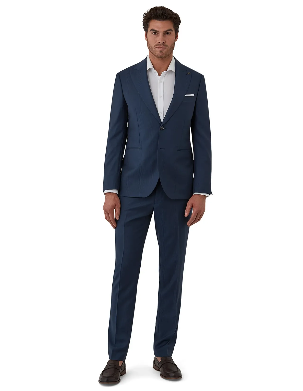 Self Stripe Tailored Fit Peak Lapel Jacket