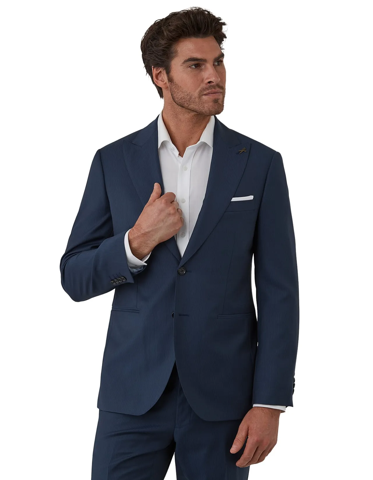 Self Stripe Tailored Fit Peak Lapel Jacket