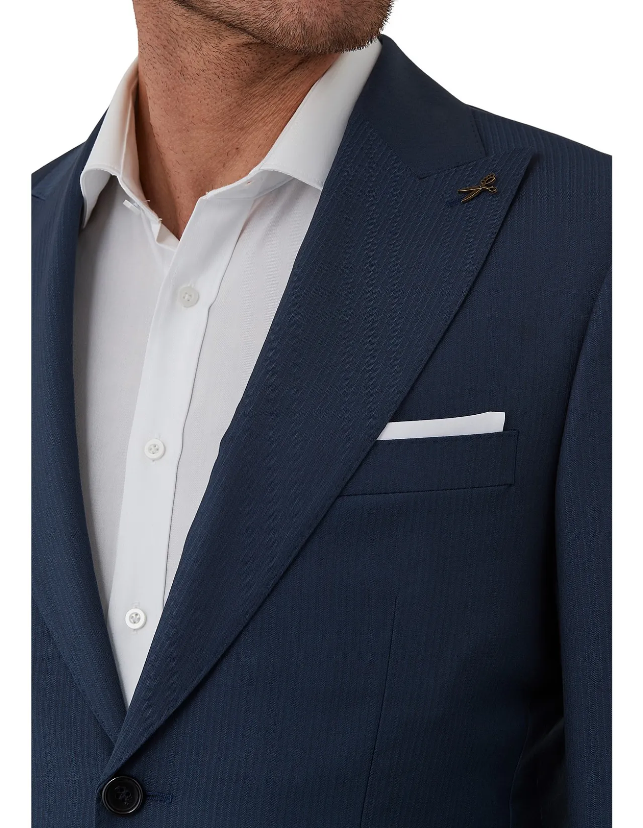 Self Stripe Tailored Fit Peak Lapel Jacket