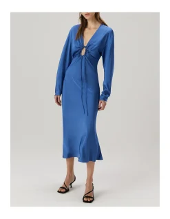 Seraphine Rouleau Keyhole Detail Satin Midi Dress
