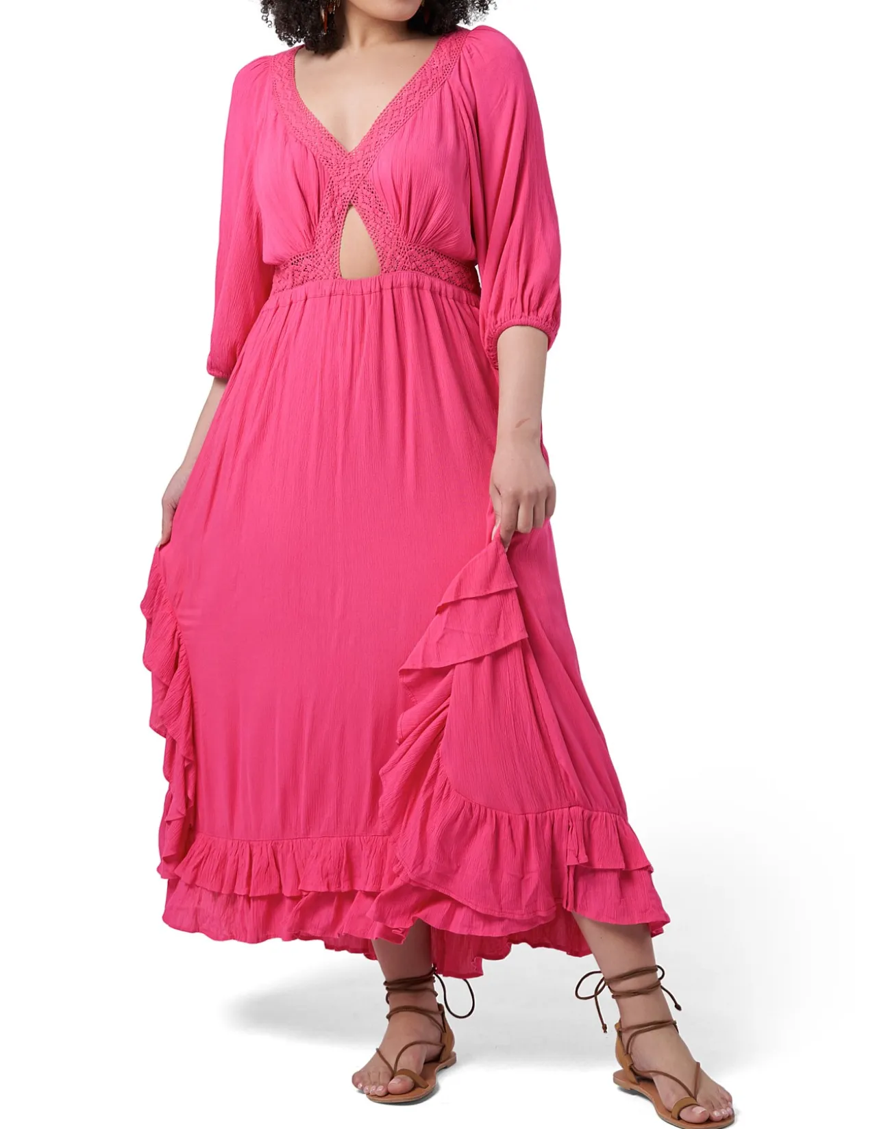 Serial Lover Maxi Dress with Lace Inserts