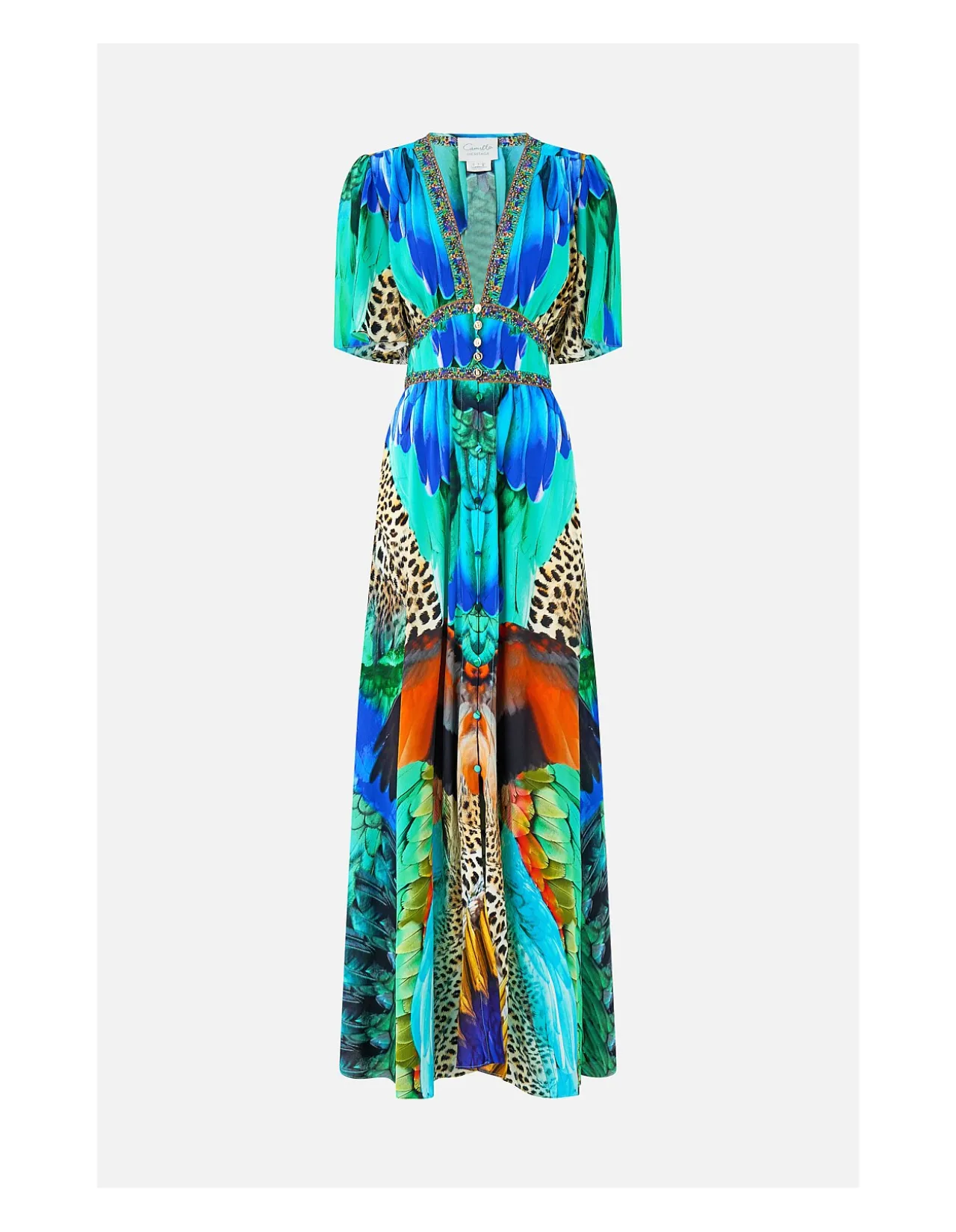 SHAPED WAISTBAND DRESS WITH FLUTTER SLEEVES