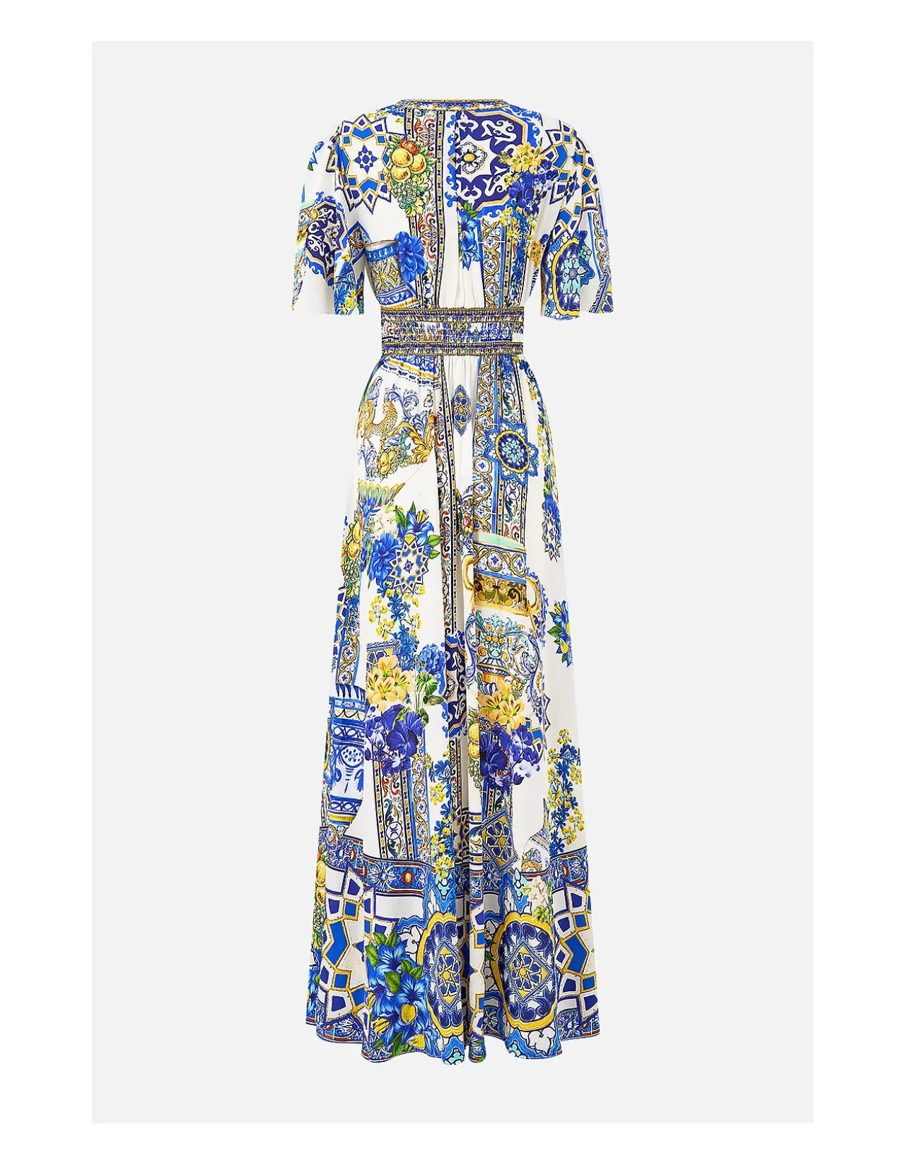 SHAPED WAISTBAND DRESS WITH FLUTTER SLEEVES