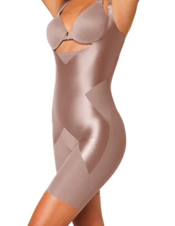 Shaping Satin Open Bust X Midthigh Bodysuit