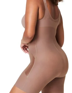 Shaping Satin Open Bust X Midthigh Bodysuit