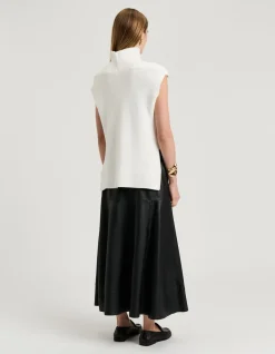 SHEARLING LEATHER MIDI SKIRT