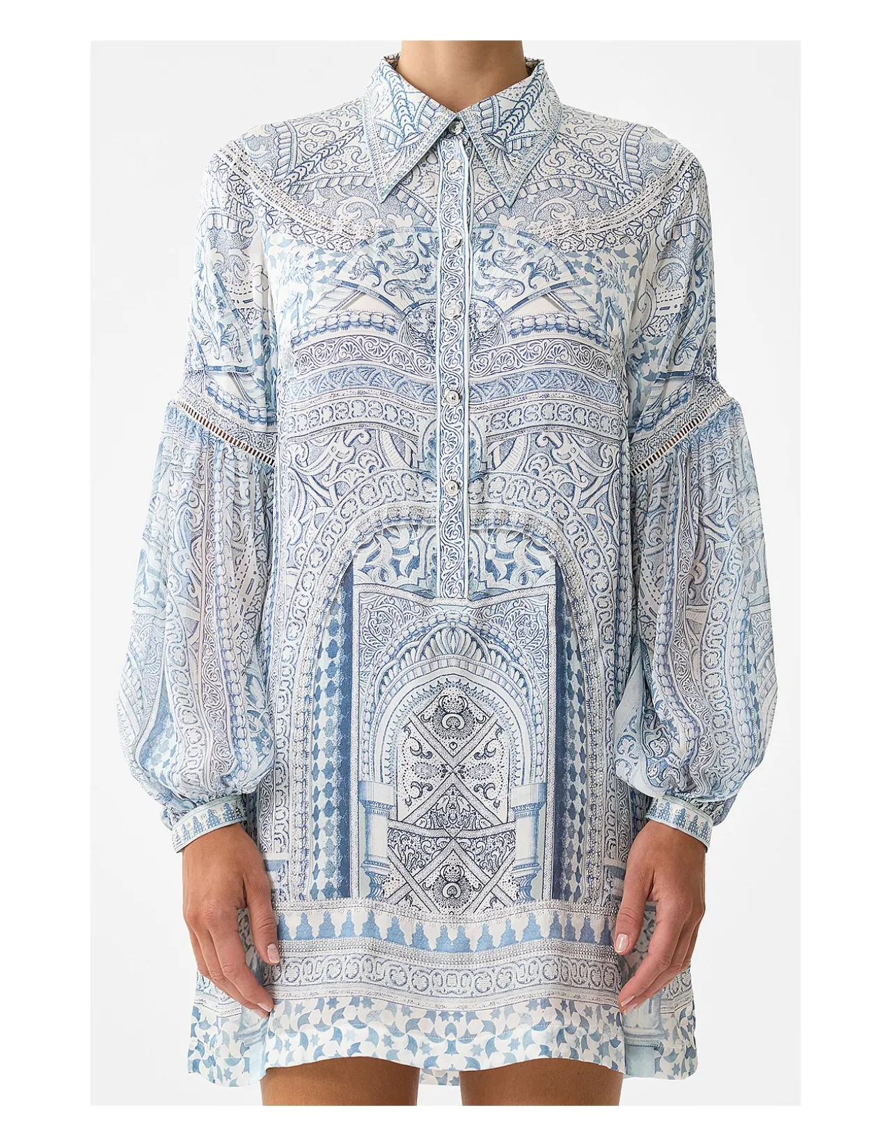 SHIRT DRESS WITH BLOUSON SLEEVE