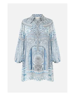SHIRT DRESS WITH BLOUSON SLEEVE