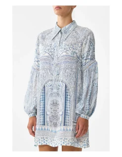 SHIRT DRESS WITH BLOUSON SLEEVE