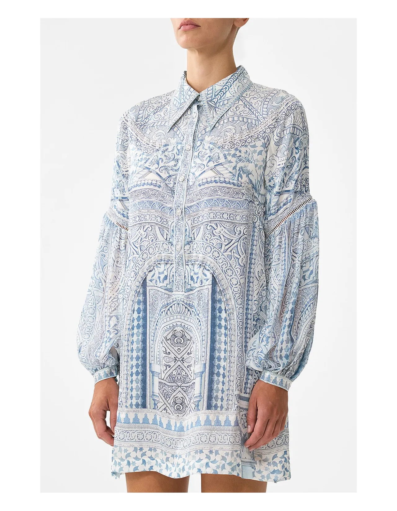 SHIRT DRESS WITH BLOUSON SLEEVE