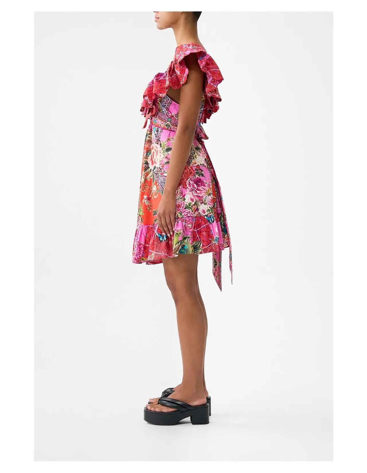 SHORT FRILL NECK DRESS