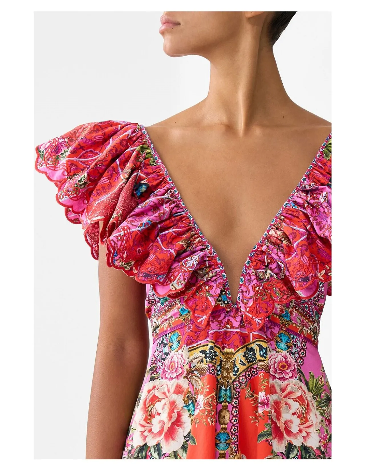 SHORT FRILL NECK DRESS
