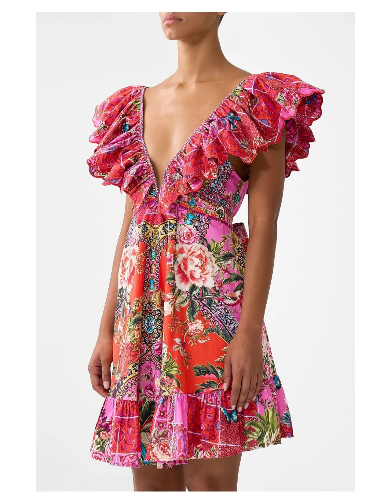 SHORT FRILL NECK DRESS