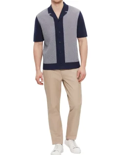 SHORT SLEEVE PADRIG KNITTED HERINGBONE SHIRT