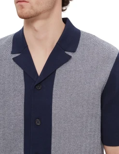 SHORT SLEEVE PADRIG KNITTED HERINGBONE SHIRT