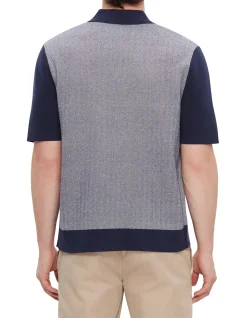 SHORT SLEEVE PADRIG KNITTED HERINGBONE SHIRT