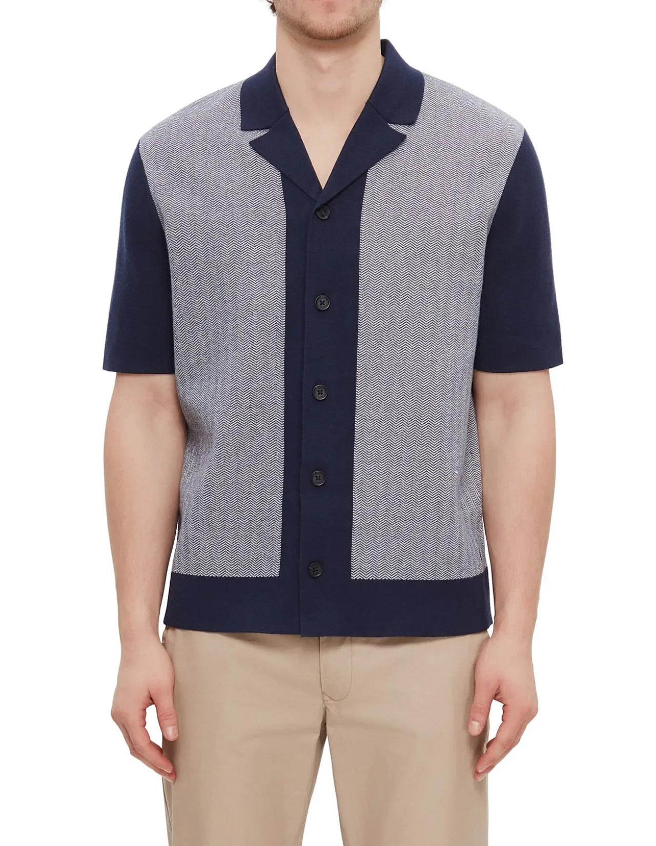 SHORT SLEEVE PADRIG KNITTED HERINGBONE SHIRT