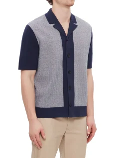 SHORT SLEEVE PADRIG KNITTED HERINGBONE SHIRT