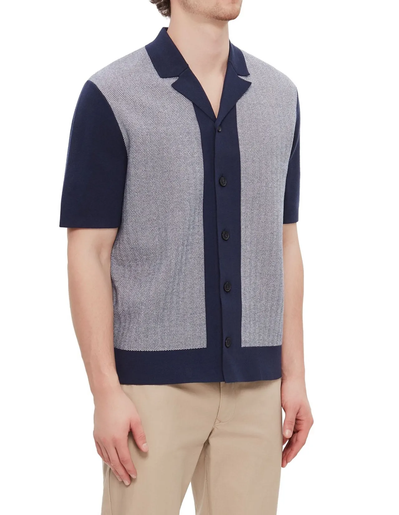 SHORT SLEEVE PADRIG KNITTED HERINGBONE SHIRT
