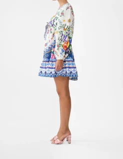 SHORT TIE FRONT BLOUSON DRESS
