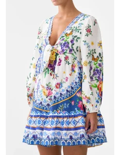SHORT TIE FRONT BLOUSON DRESS