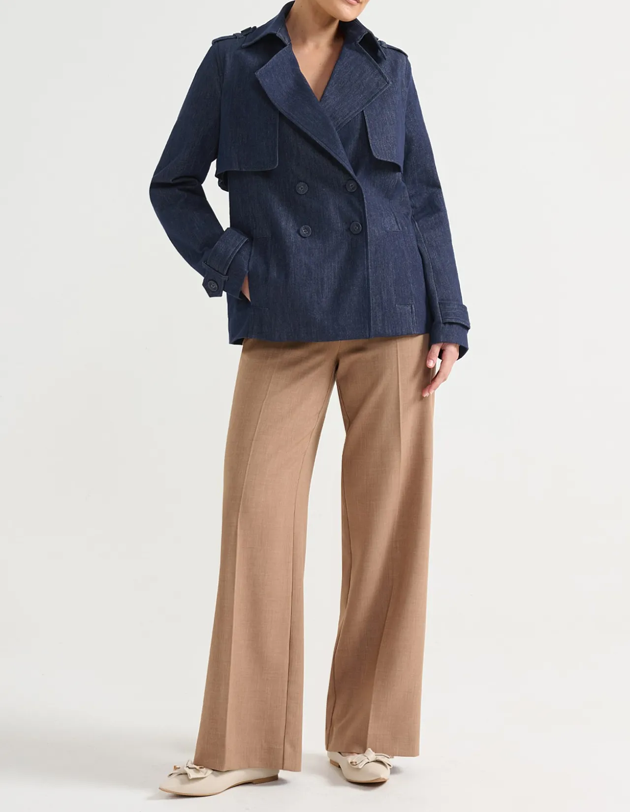 SHORT DENIM TRENCH COAT