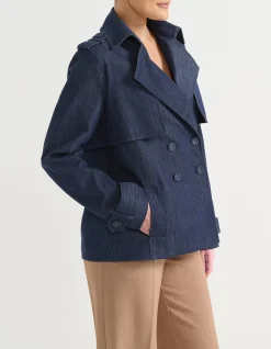 SHORT DENIM TRENCH COAT