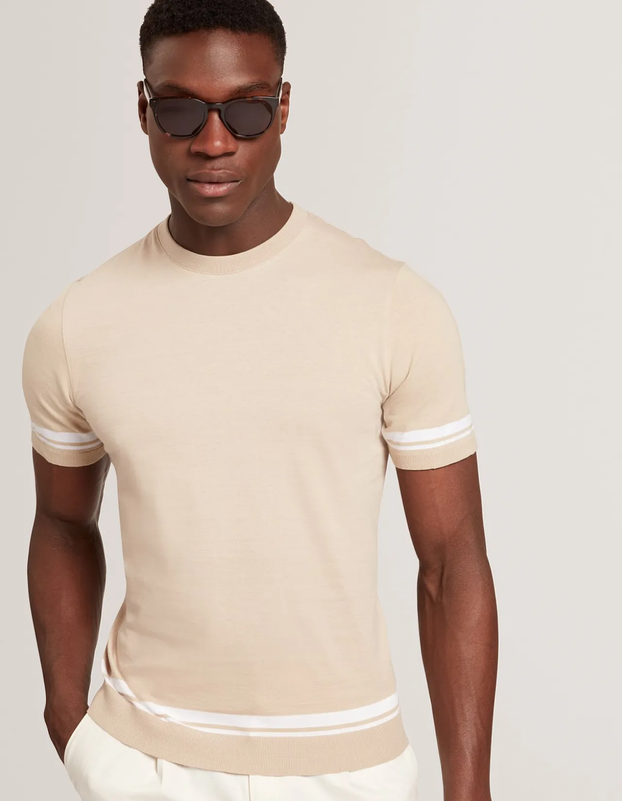 SHORT SLEEVE EAUTS CREW NECK KNITTED SHIRT