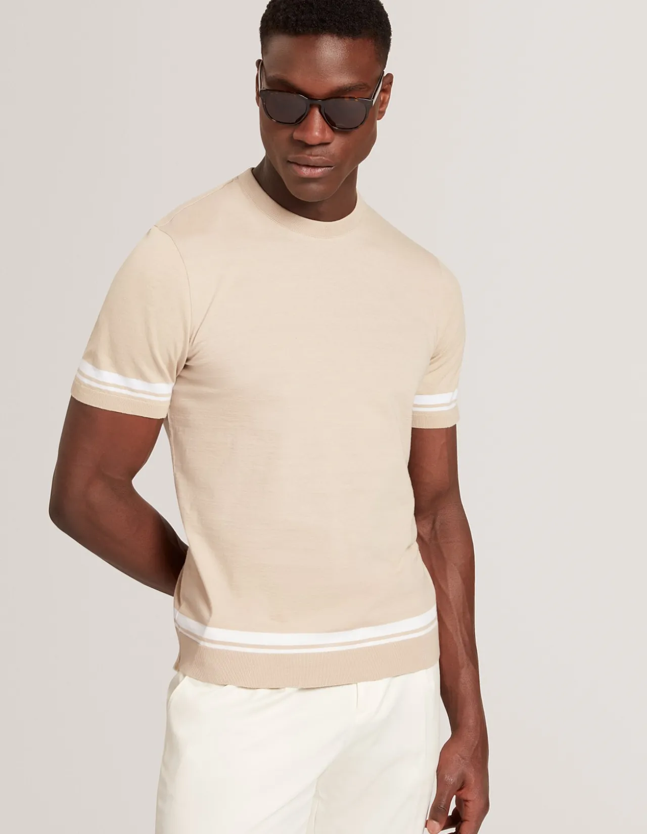 SHORT SLEEVE EAUTS CREW NECK KNITTED SHIRT