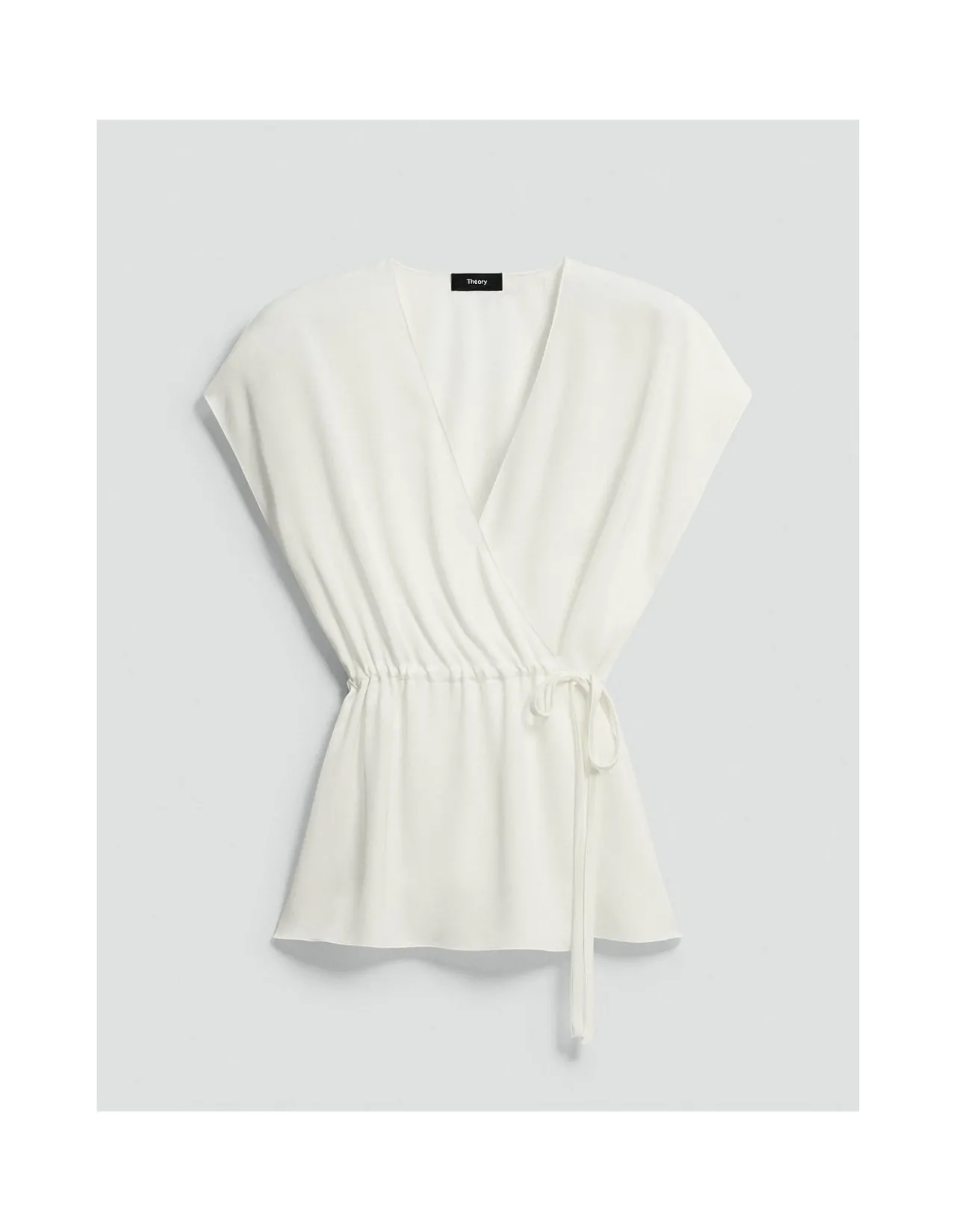 Short-Sleeve Wrap Top in Silk Georgette