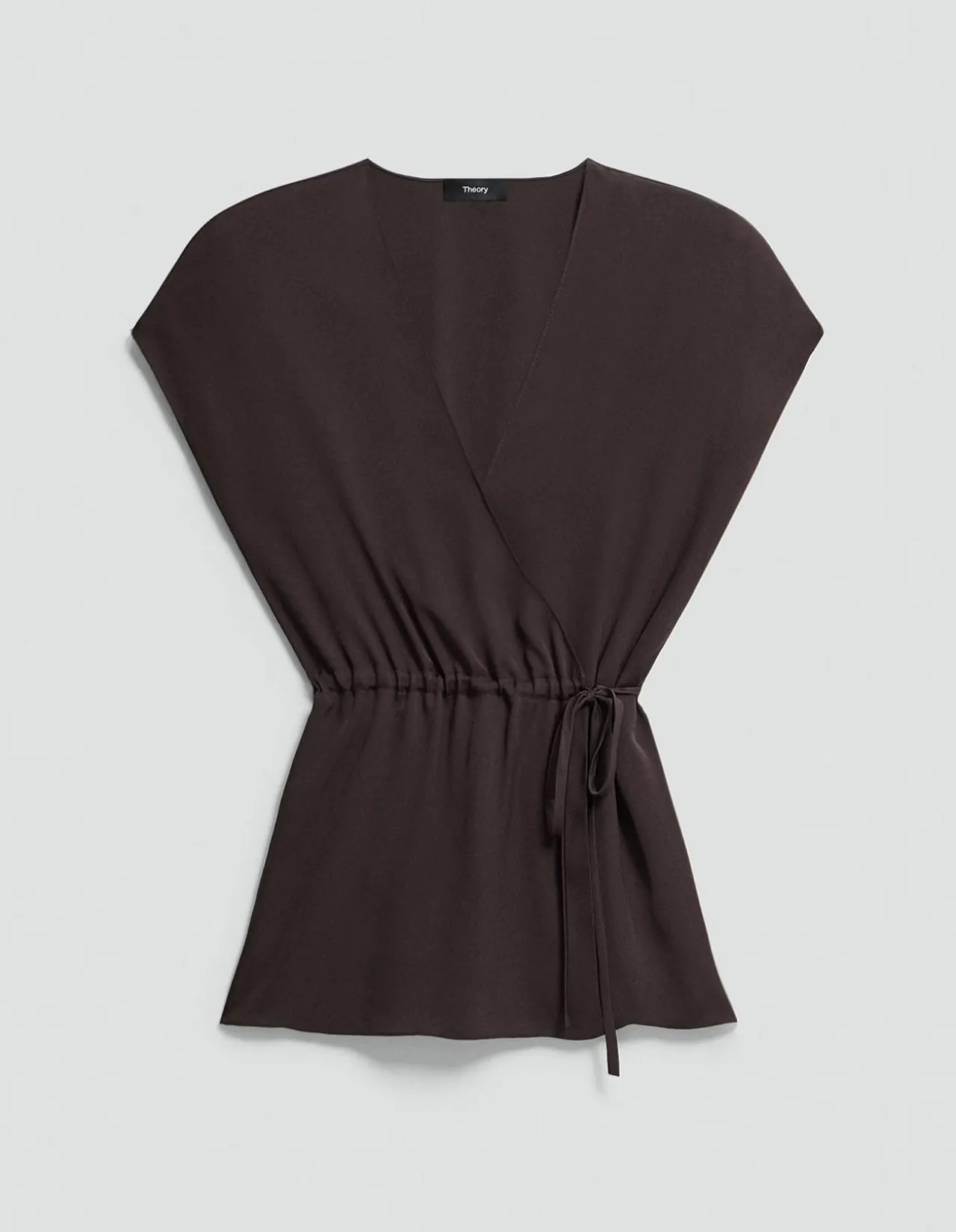 Short-Sleeve Wrap Top in Silk Georgette