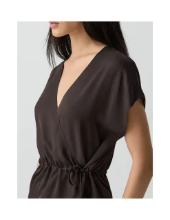 Short-Sleeve Wrap Top in Silk Georgette