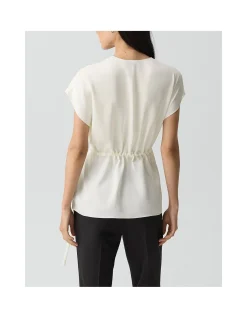 Short-Sleeve Wrap Top in Silk Georgette