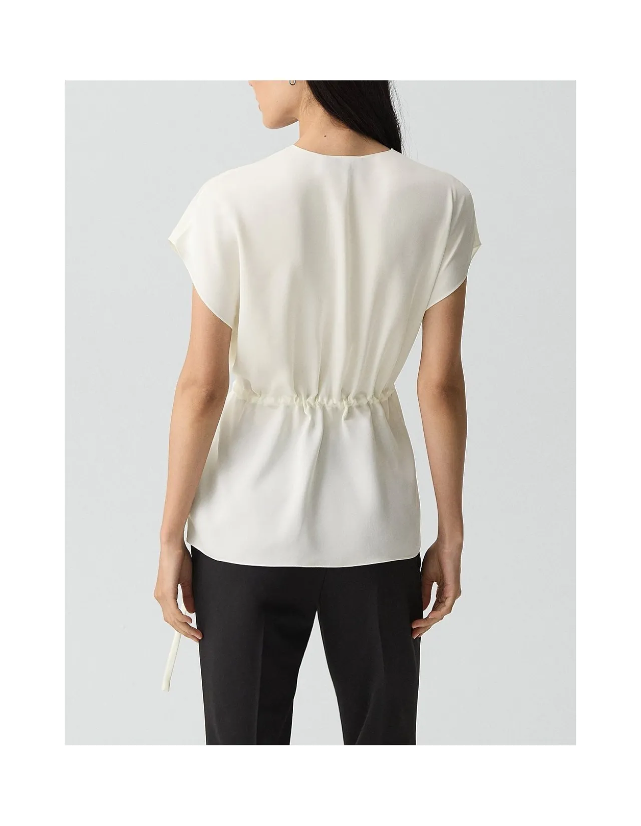 Short-Sleeve Wrap Top in Silk Georgette