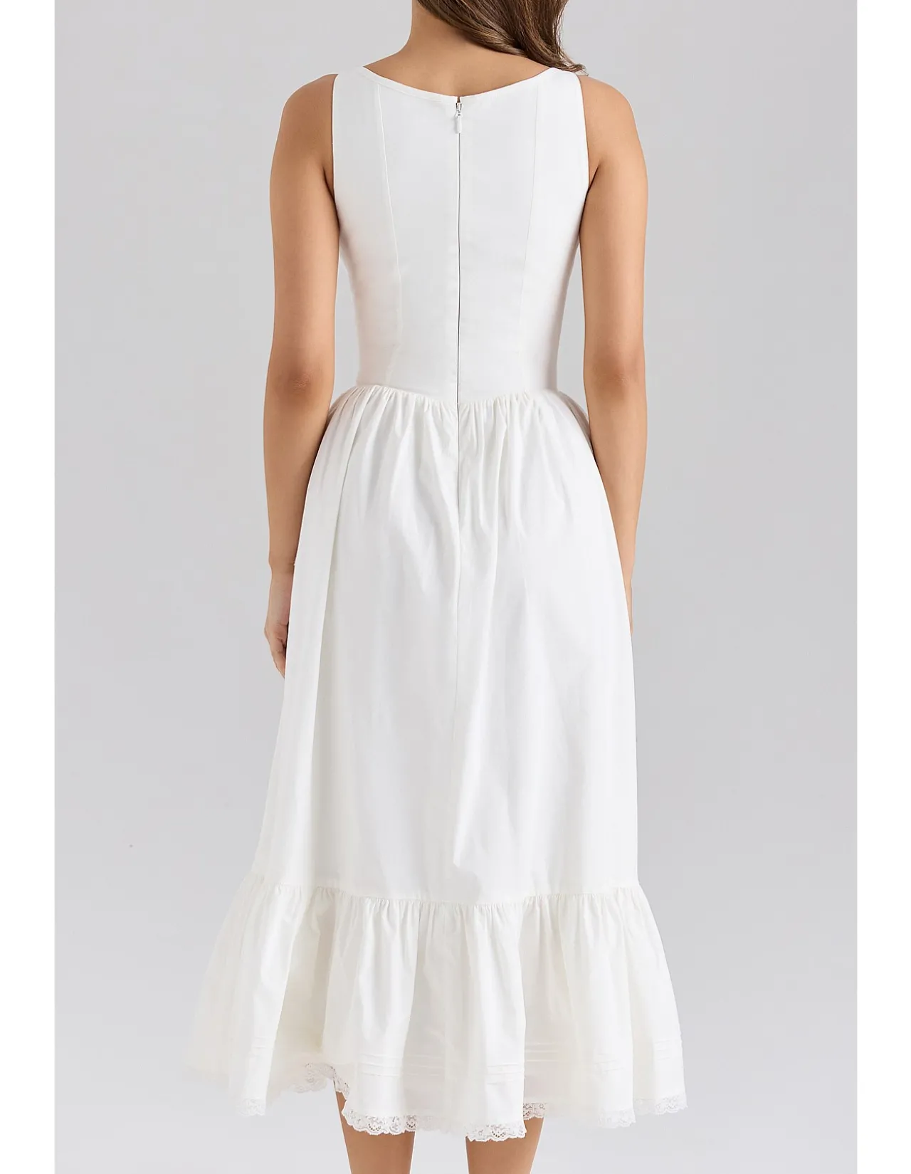 SIENNA COTTON LACE UP MIDI DRESS