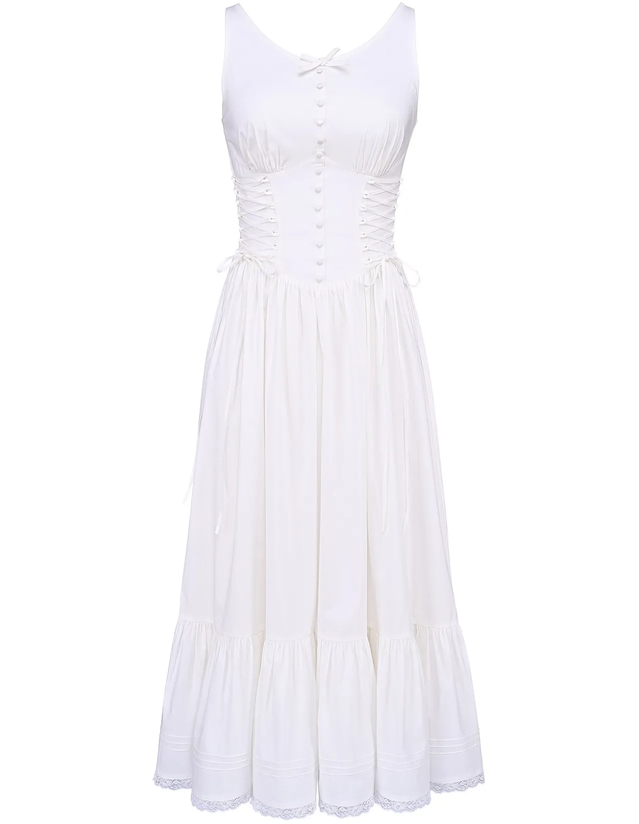 SIENNA COTTON LACE UP MIDI DRESS