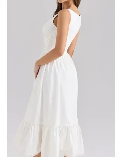 SIENNA COTTON LACE UP MIDI DRESS