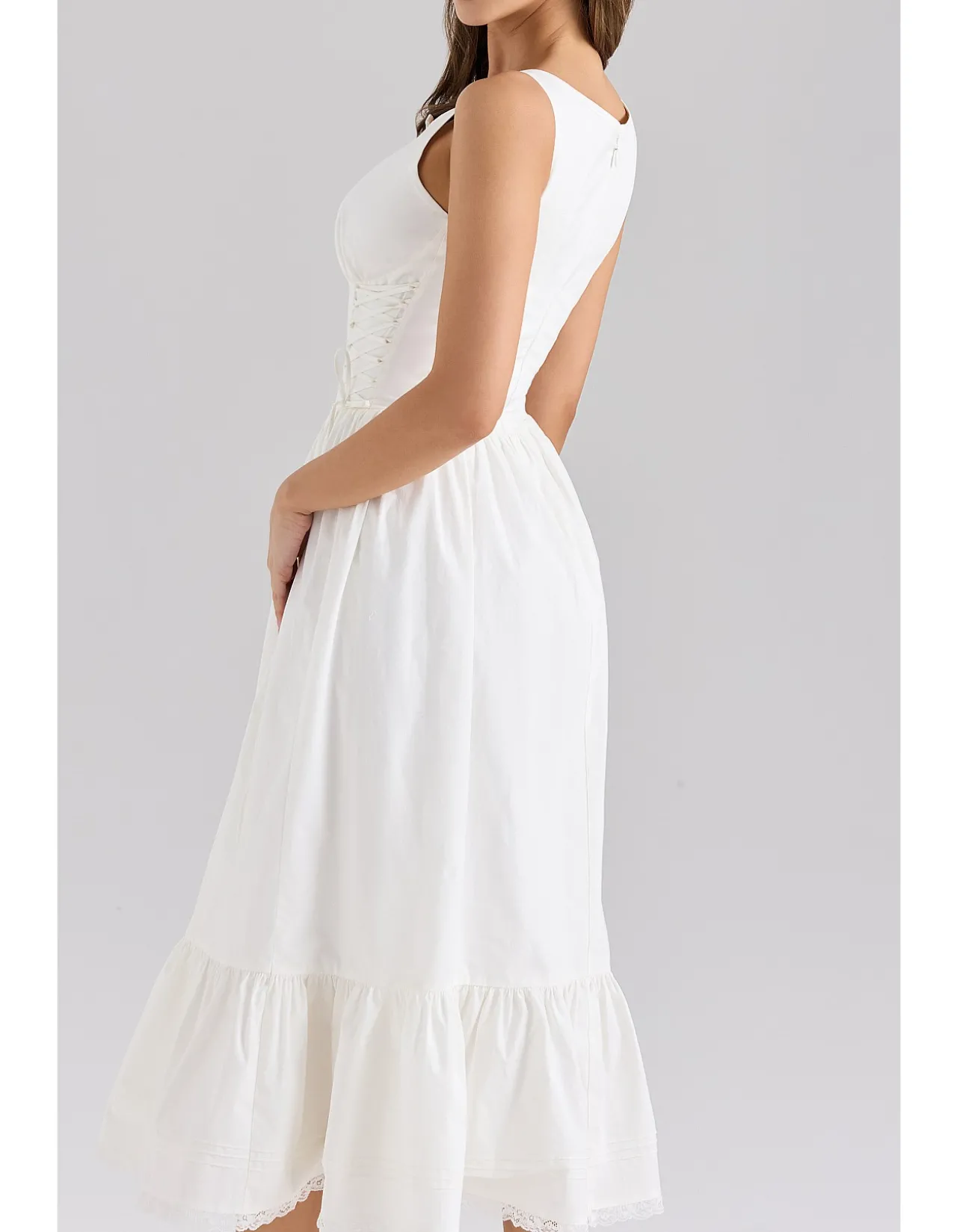 SIENNA COTTON LACE UP MIDI DRESS