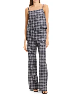 Silk Pull-On Pant in Plaid